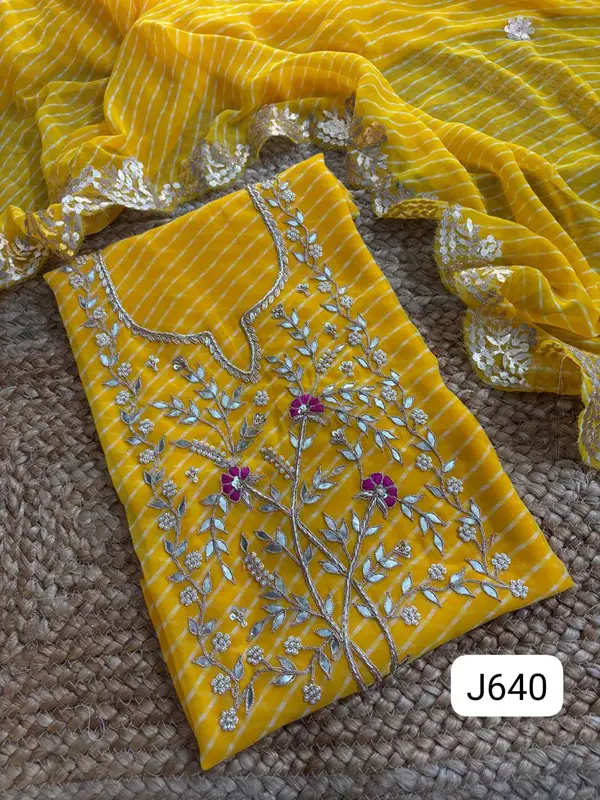 Georgette heavy neck handwork kurta