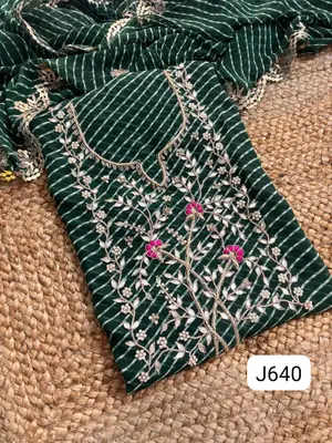 Georgette heavy neck handwork kurta