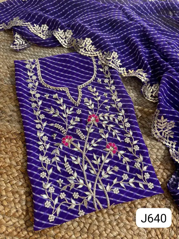 Georgette heavy neck handwork kurta