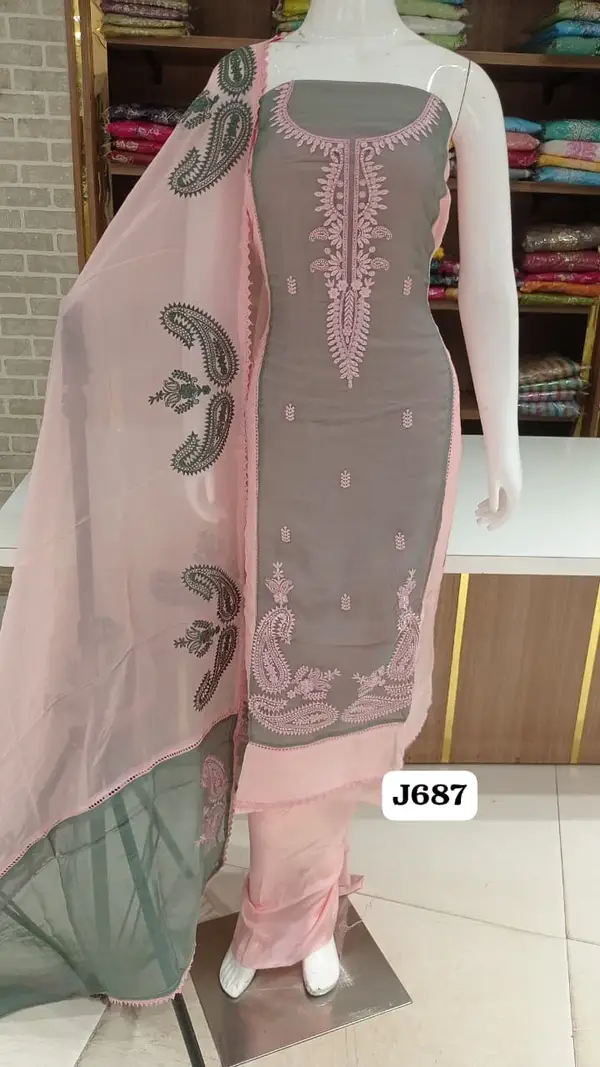 Imported Premium soft organza with beautiful motis work
