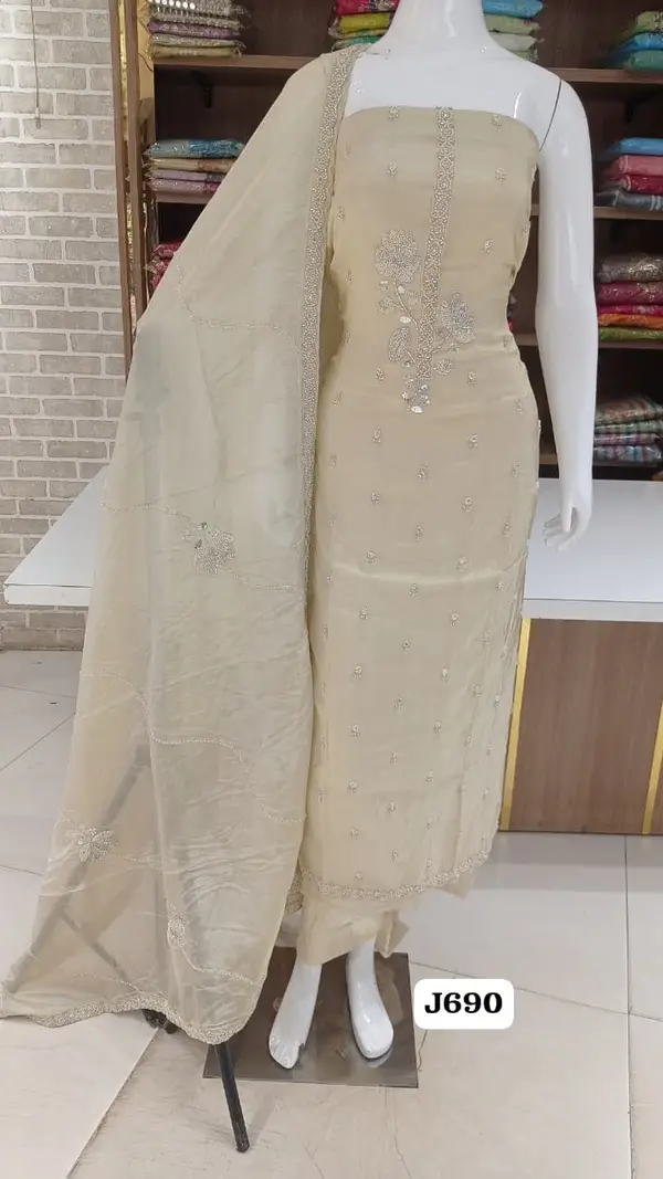 premium shimmer silk with beautiful motif work