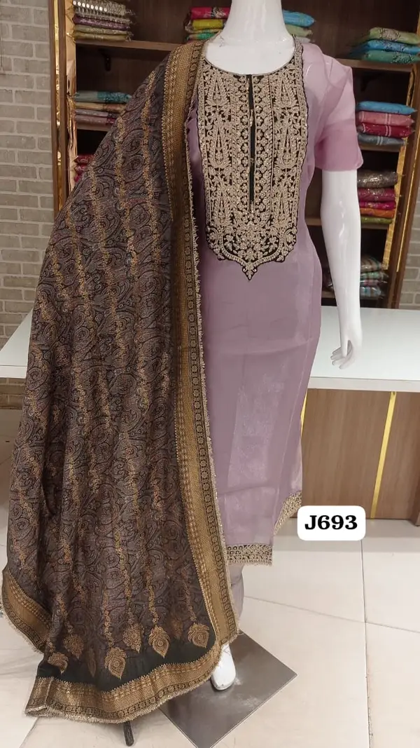 premium soft organza with beautiful neck work