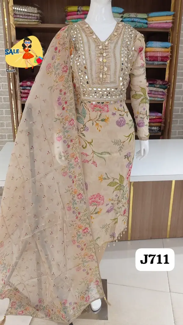 Pure soft organza dress material self weaving