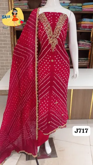 Bandhani silk dress material jaipuri suits