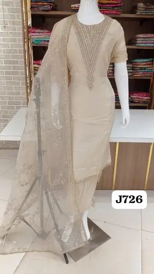 Soft pure shimmer silk semi stitched