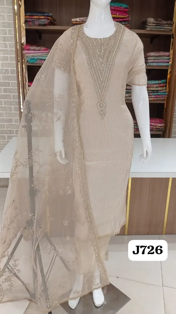 Soft pure shimmer silk semi stitched