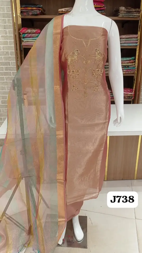 Fabric Pure diamond silk with beautiful handwork