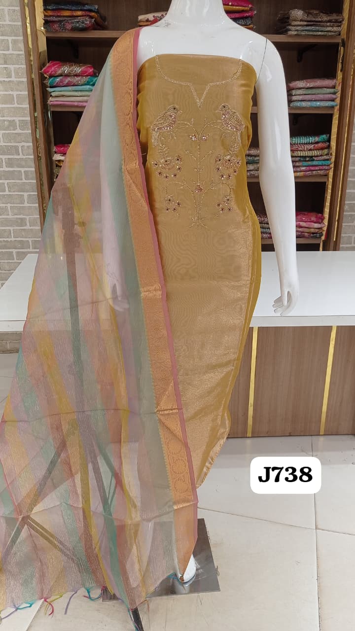 Fabric Pure diamond silk with beautiful handwork