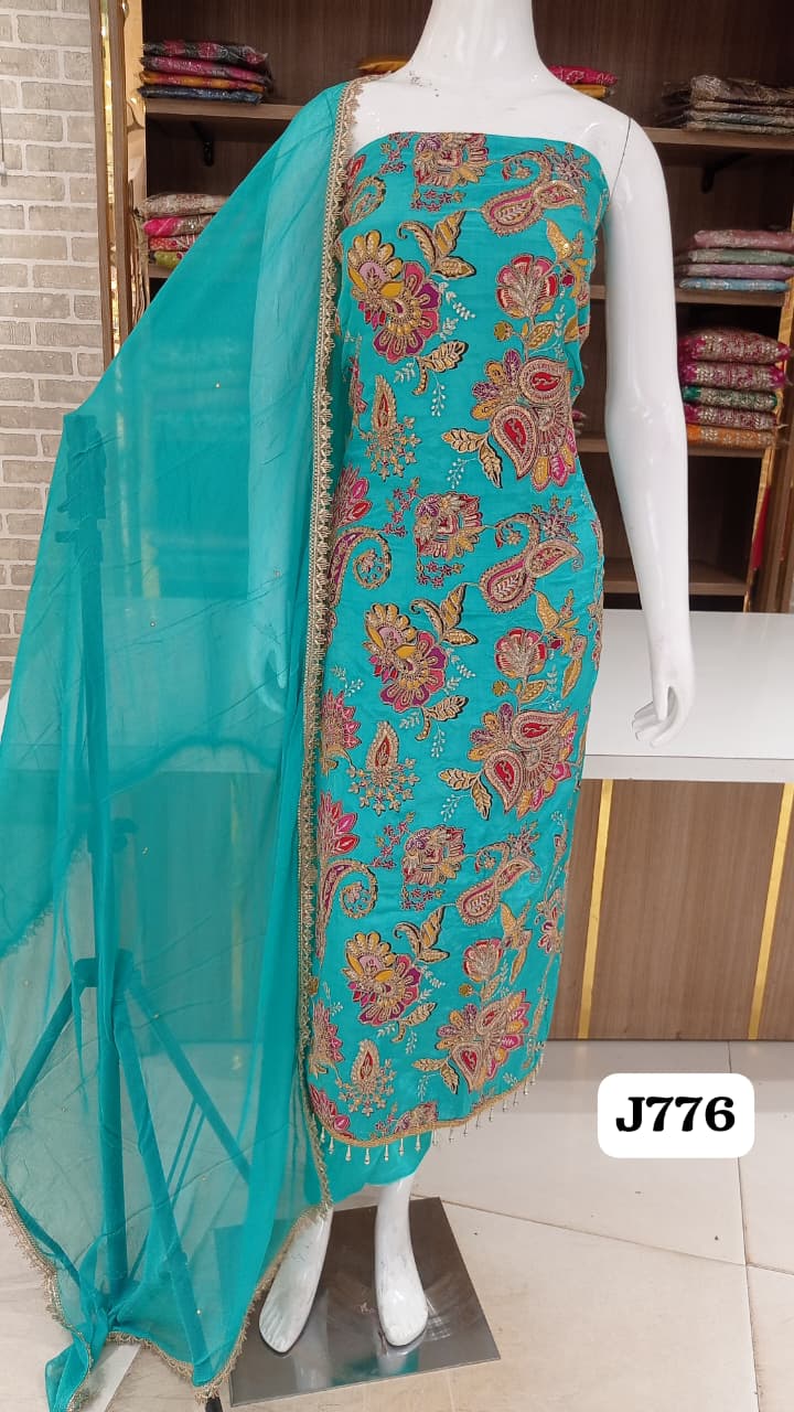 crep silk dress material with beautiful full front