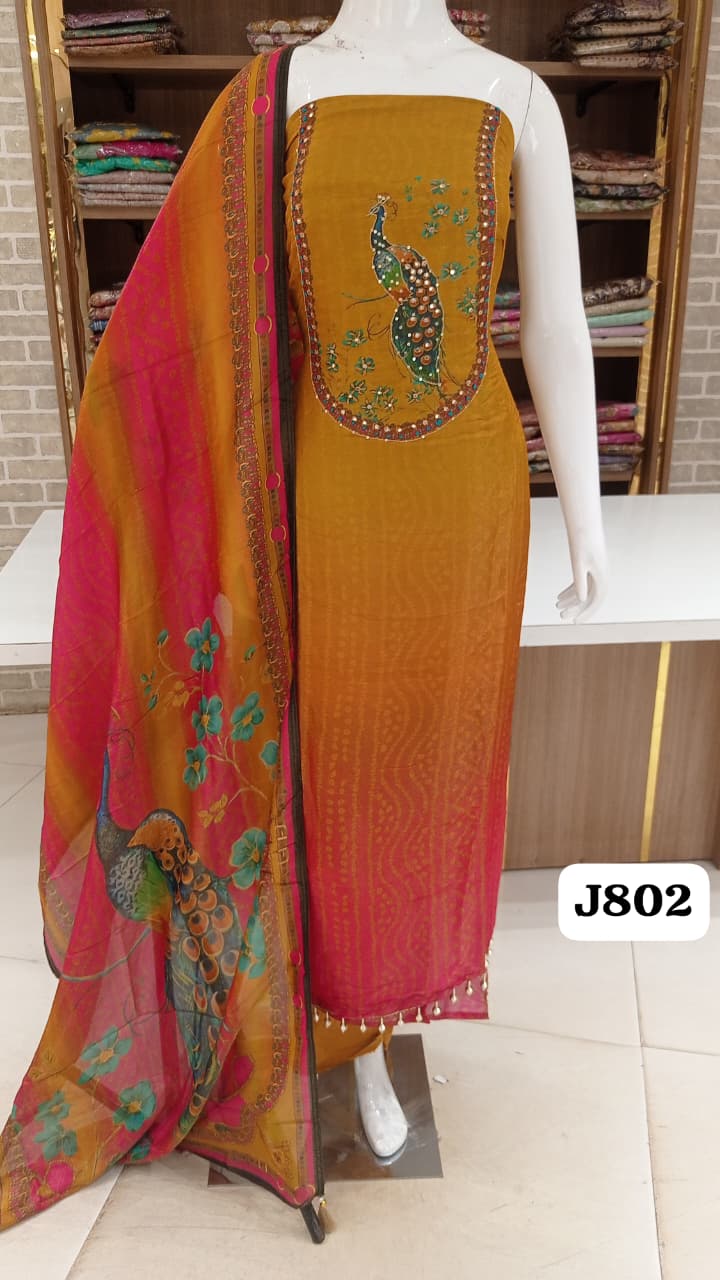 Pure shimmer silk semi stitched