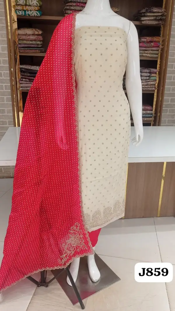 Pure soft silk with beautiful saworski work