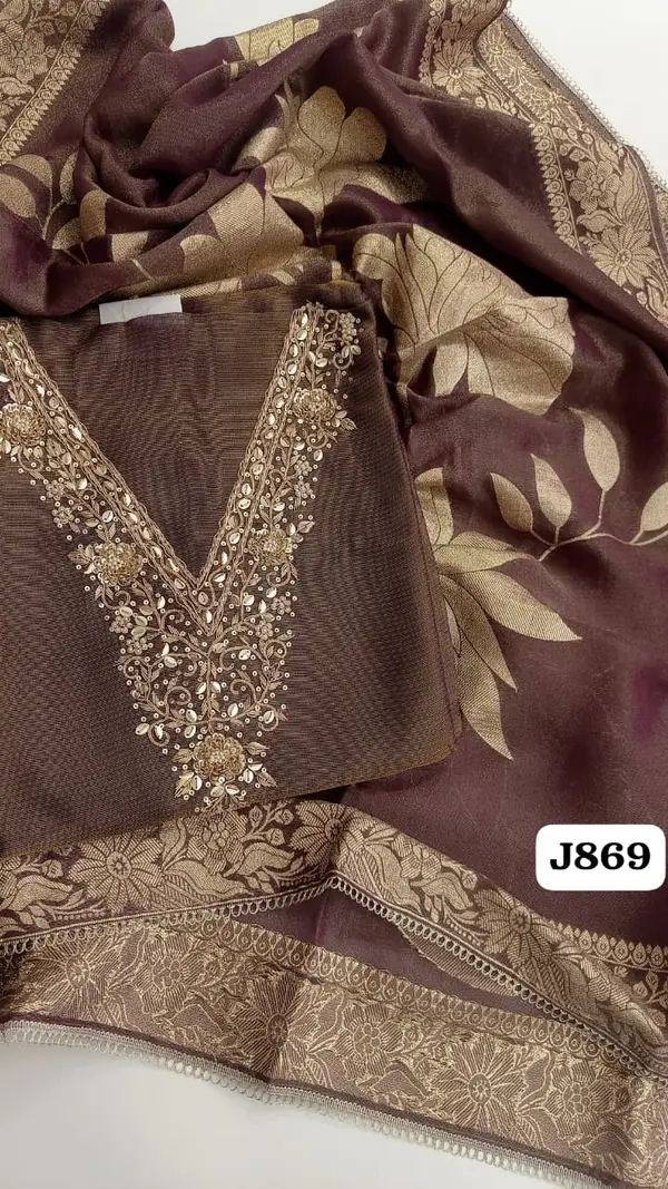 soft shimmer silk dress material with premium quality 