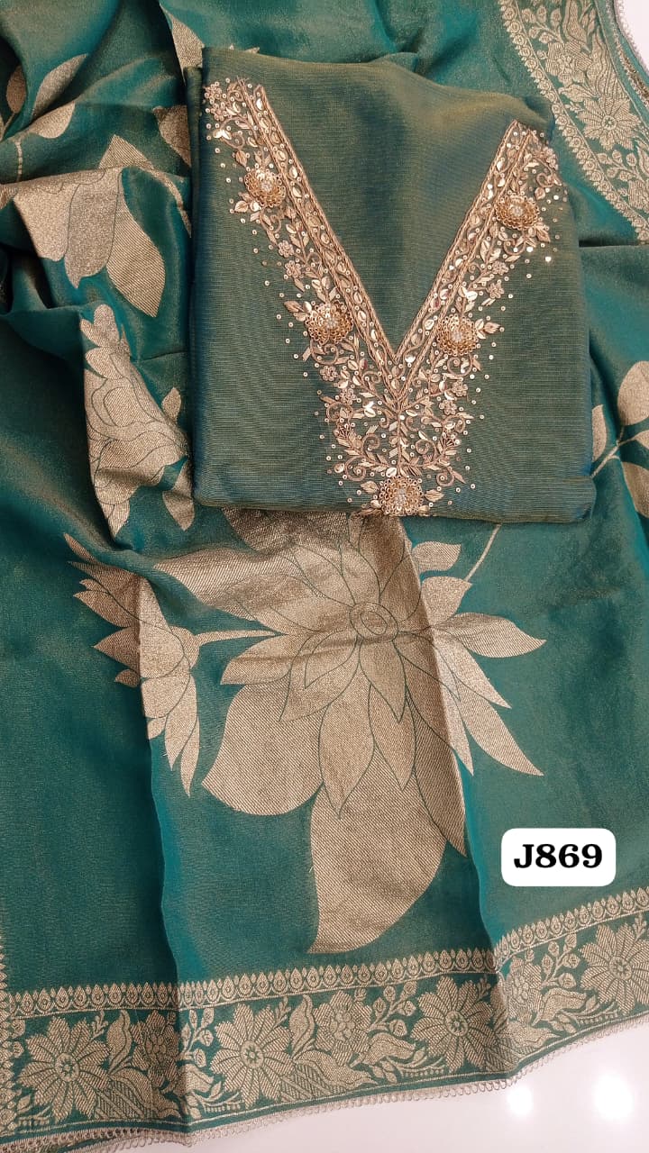 soft shimmer silk dress material with premium quality 
