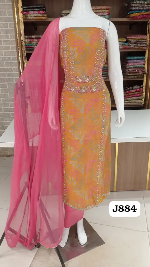 party wear collection  of soft silk heavy neck work