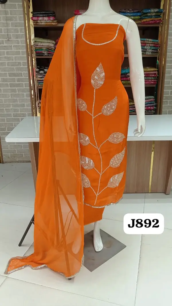 Pure soft silk party wear collection with beautiful full front handwork