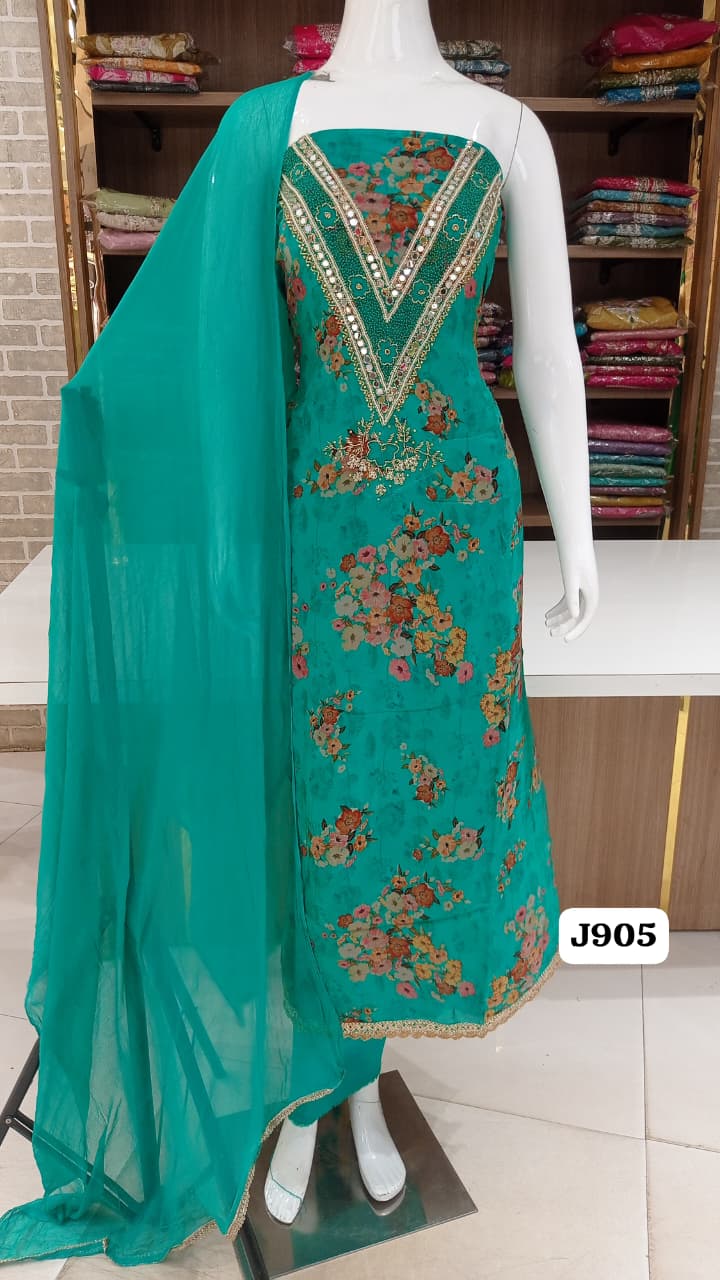 Launching new party wear collection  of soft silk suits with beautiful  heavy neck work