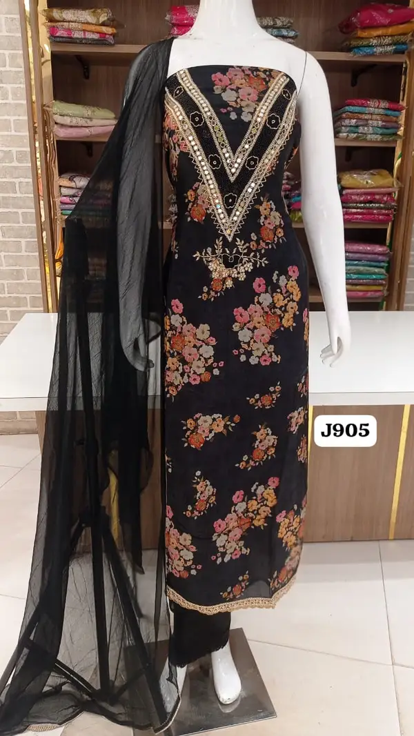 Launching new party wear collection  of soft silk suits with beautiful  heavy neck work