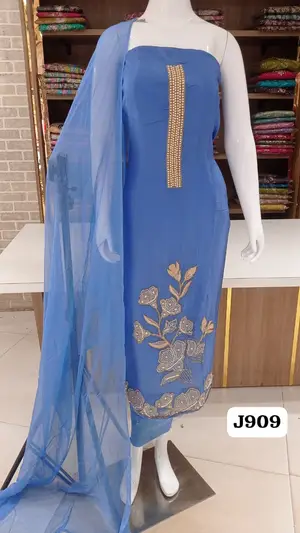 Soft silk party wear beautiful  hand work full front
