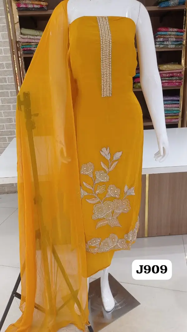 Soft silk party wear beautiful  hand work full front