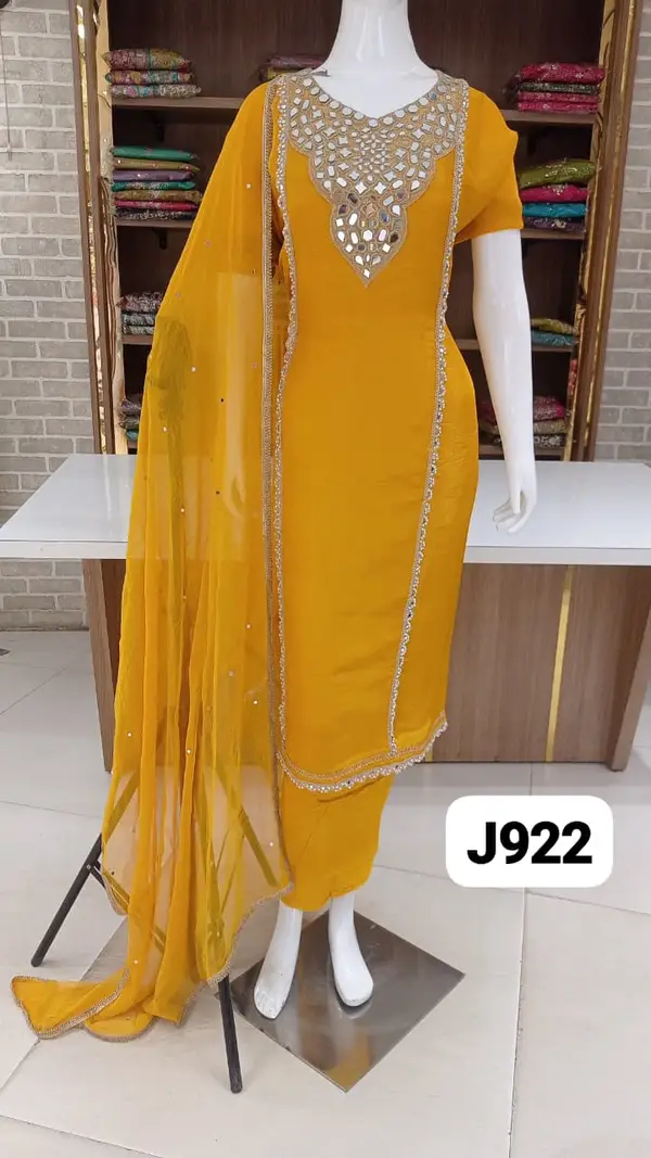Pure soft shimmer silk party wear with beautifull heavy original mirror work