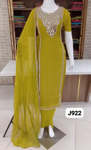 Pure soft shimmer silk party wear with beautifull heavy original mirror work