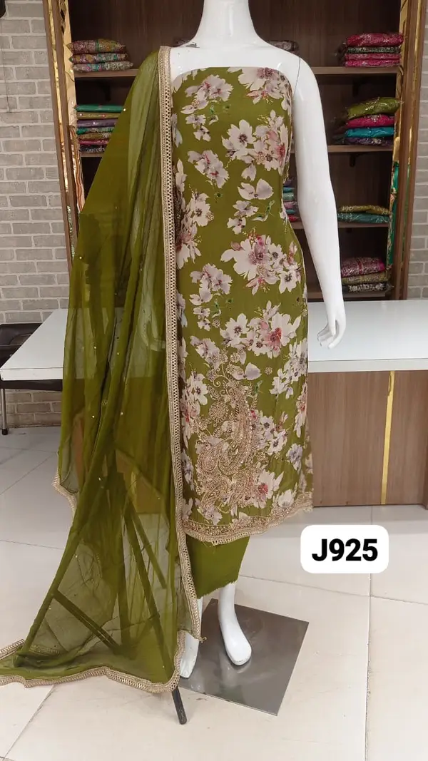 Pure soft crep silk dress material 