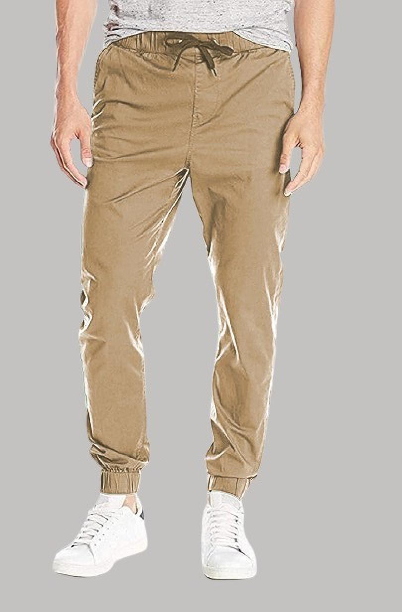 Off White Cotton Blend Solid Mens slim fit Joggers