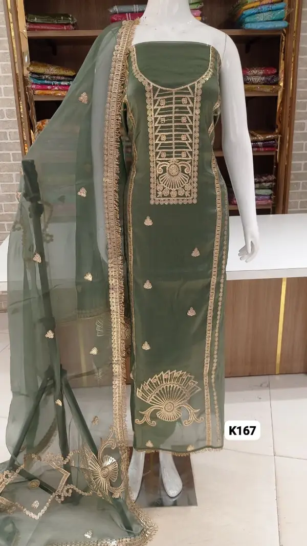  Imported premium pure  organza with beautiful pitha  work 