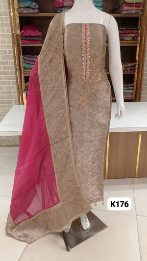 Imported premium  banarsi silk with beautiful neck work 