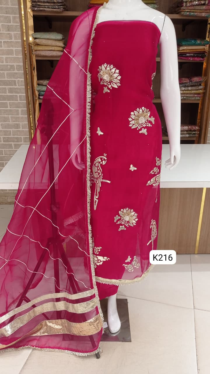  Imported Premium  pure organza with beautiful anti que work