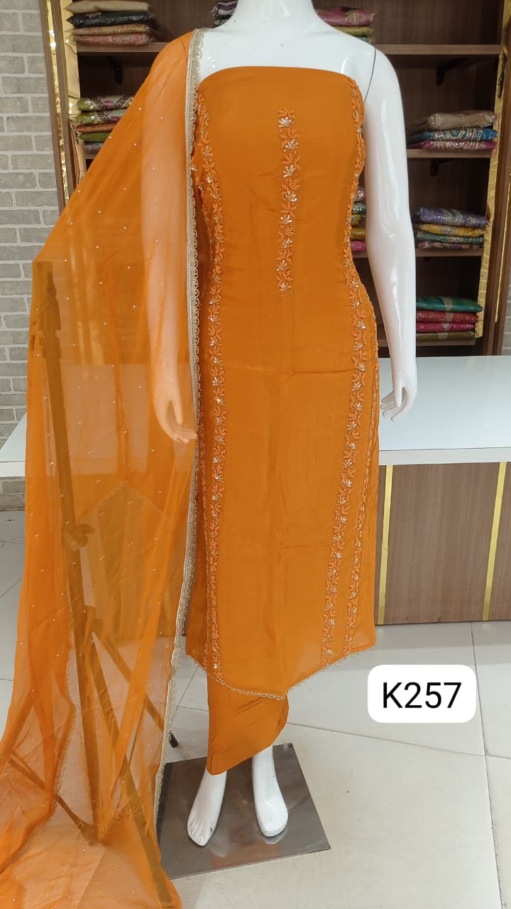 Soft silk beautiful  party wear collection  with full front hand worK BY BELLA FASHION