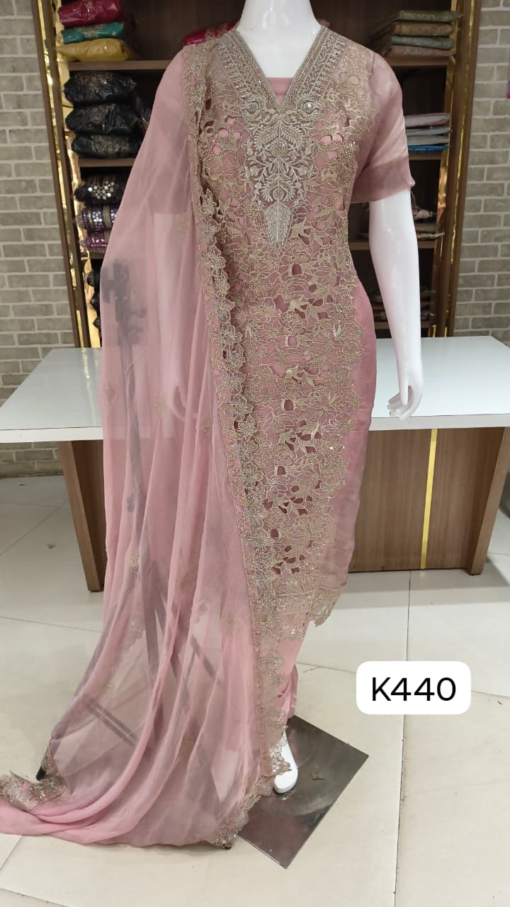 Launching new  collection of Italian silk self print with beautiful full front cut work