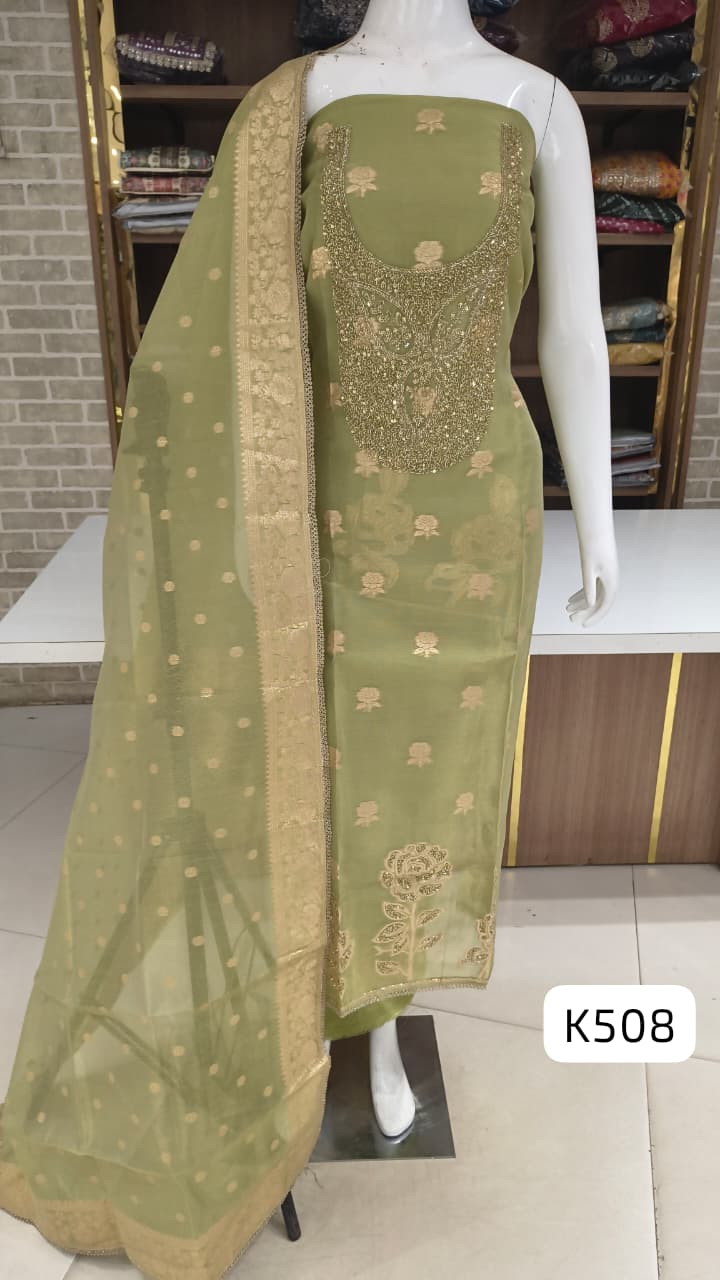 Imported premium Diamond silk with beautiful handwork cut dana work 