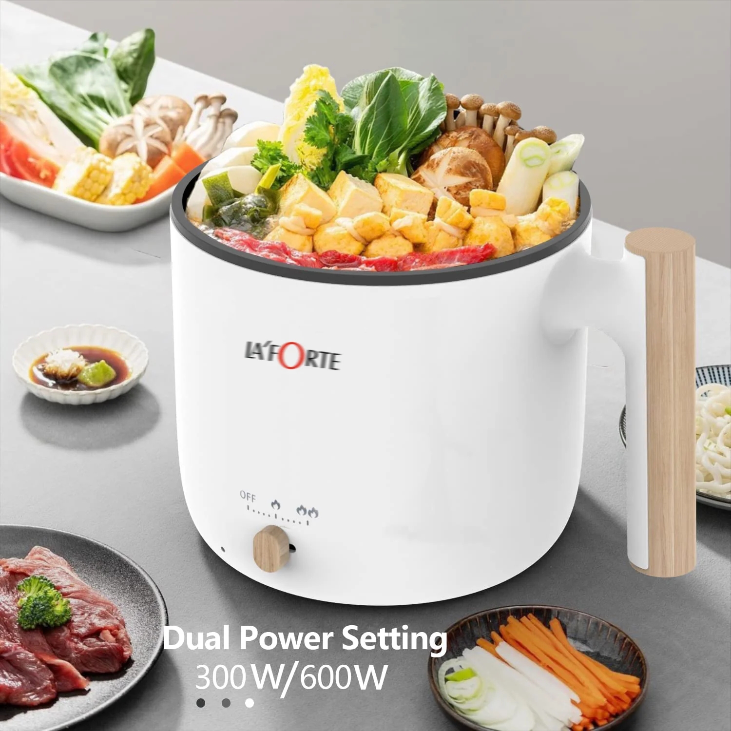 LA' FORTE Multi Cook kettle with Steamer and Egg Boiling Tray Food Grade 304 SS Interior, Double Wall Cool Touch