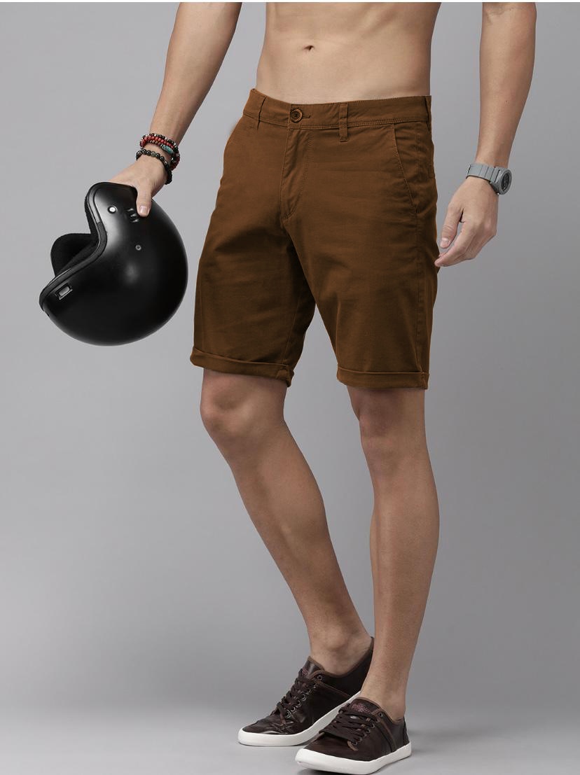 Solid Khaki  Men Chino Shorts