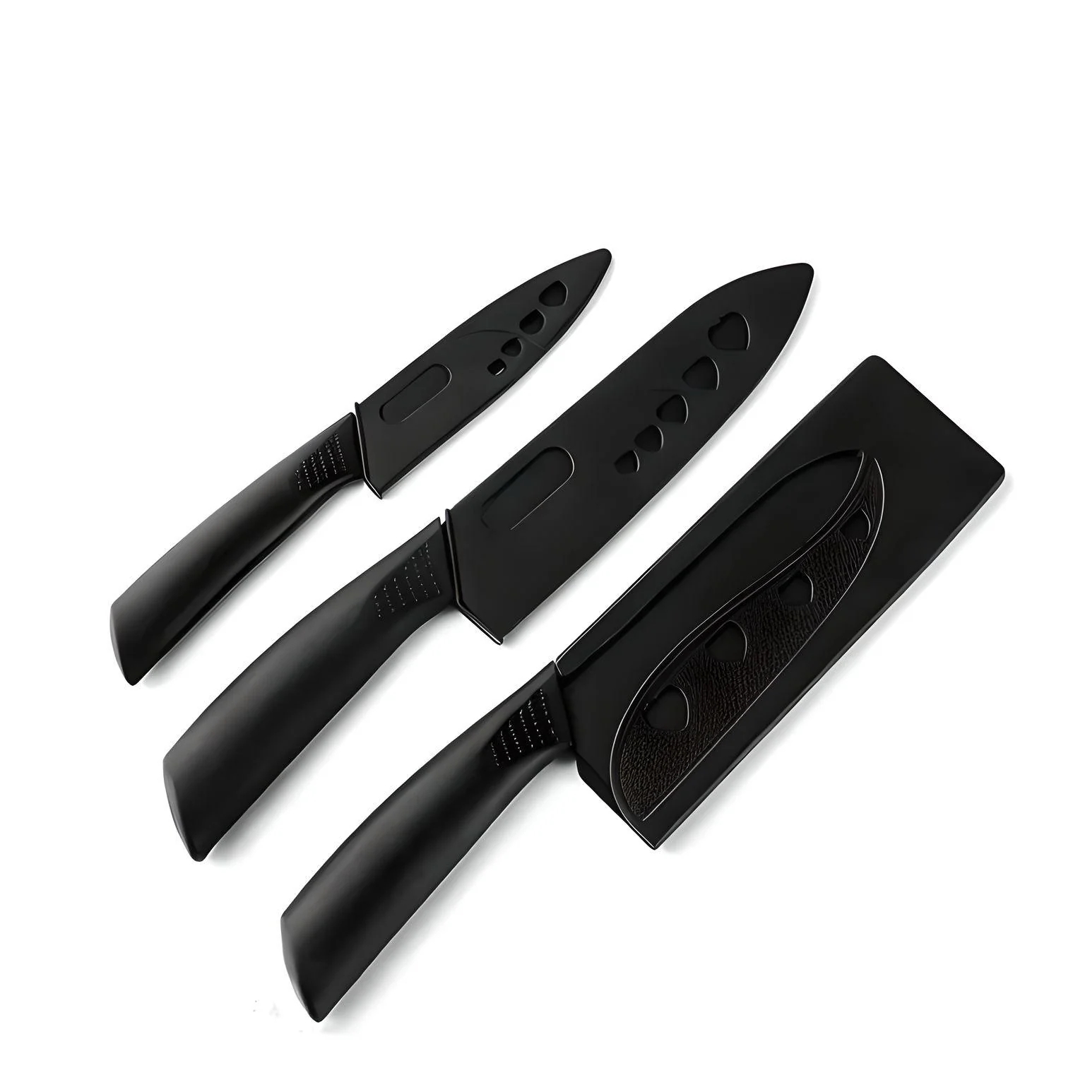 3-Piece Multipurpose Knife Set with Sheaths – Kitchen, Chef, and Fruit Knives