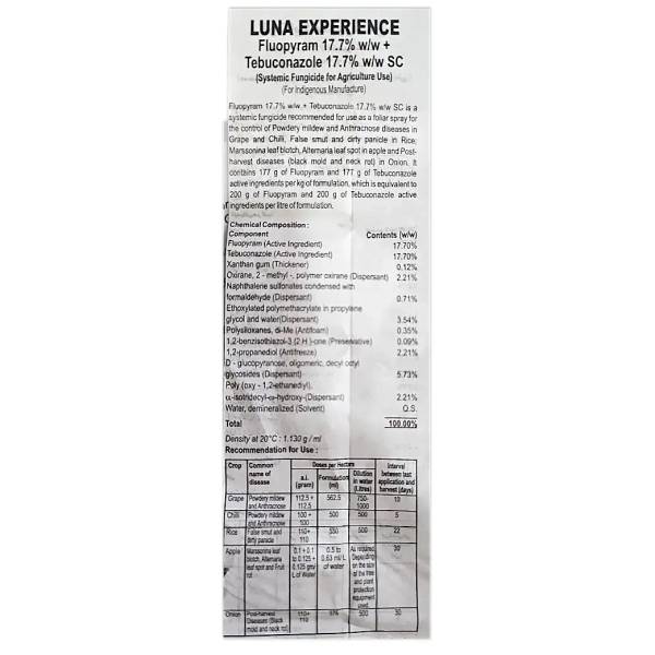 Bayer Luna Experience Fungicide (Fluopyram 17.7%+ Tebuconazole 17.7% w/w SC)
