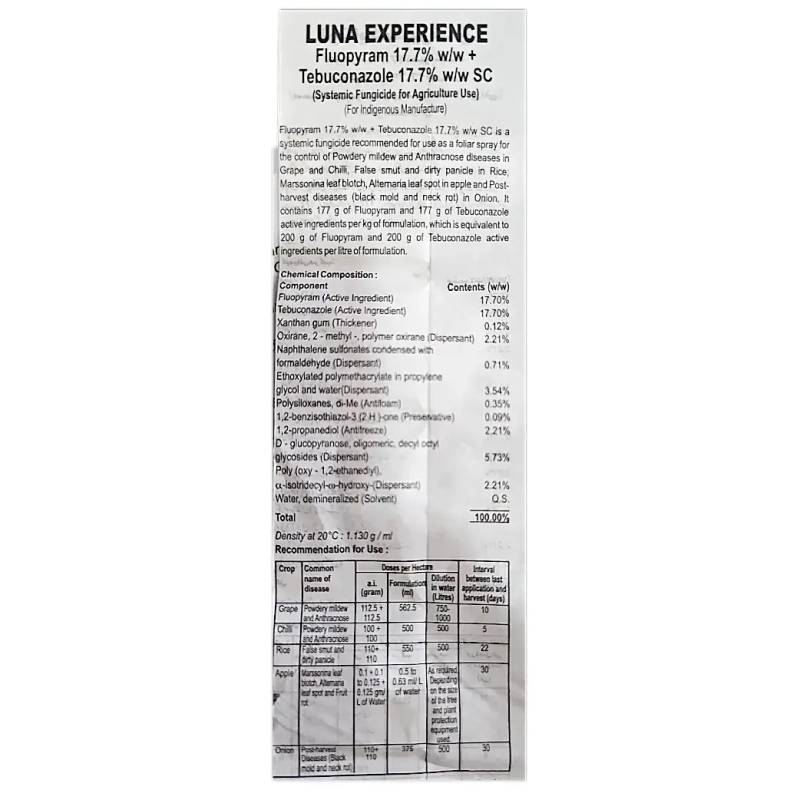 Bayer Luna Experience Fungicide (Fluopyram 17.7%+ Tebuconazole 17.7% w/w SC)