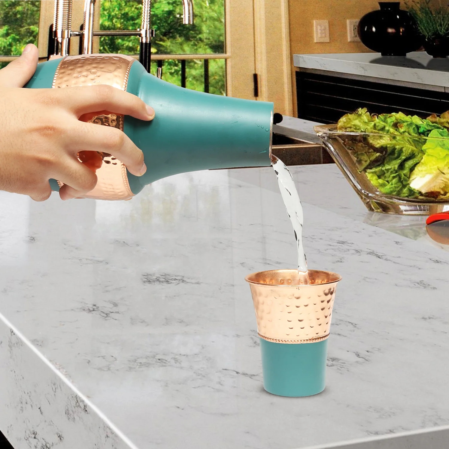 LA'FORTE Copper Bottle Venus Jar 1400 ml (Sea Green)