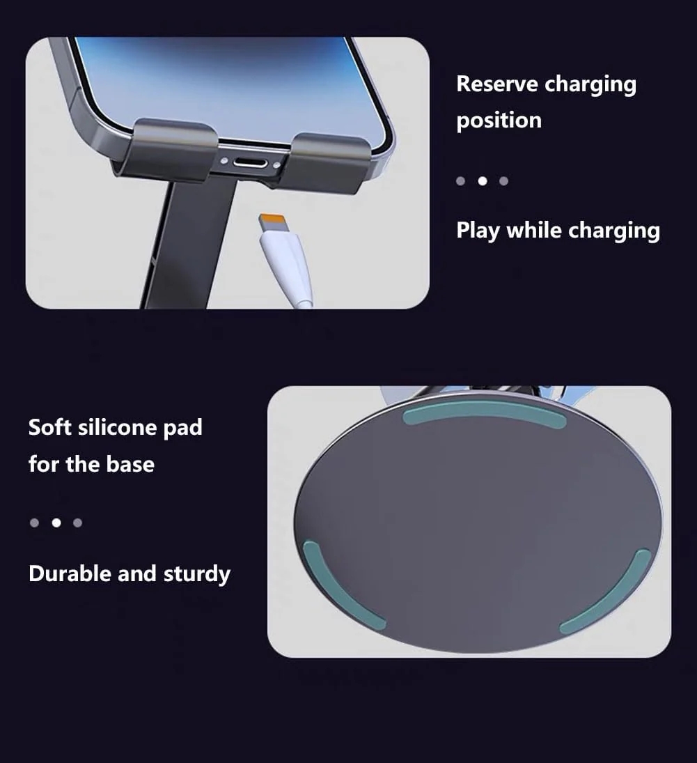 Flixx Foldable Metal Mobile & Tablet Stand | Adjustable Viewing Angle | Anti-Slip Base