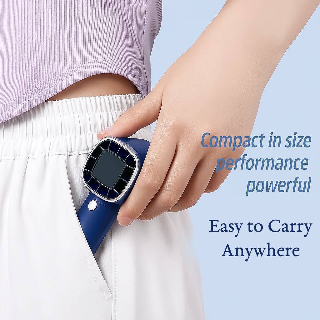 LA' FORTE Mini Portable Fan | Rechargeable Handheld Fan | 3-Speed Wind Control | Digital Display | 1200mAh Battery | Compact & Powerful | Blue