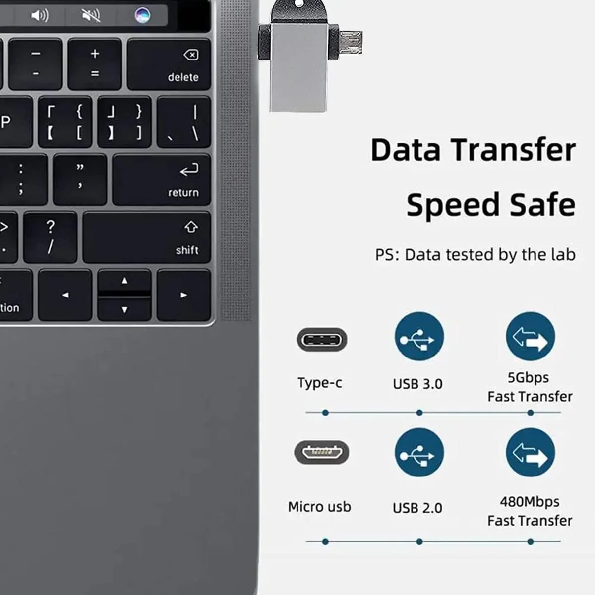 Flixx 2-in-1 OTG Adapter with Micro USB & Type-C Ports