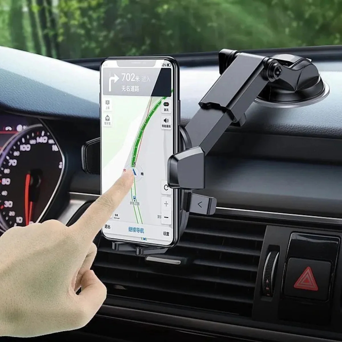 Flixx Car Mobile Holder, 360° Rotatable Phone Mount with Quick Release, One-Hand Operation & Scratch-Free Silicone Padding