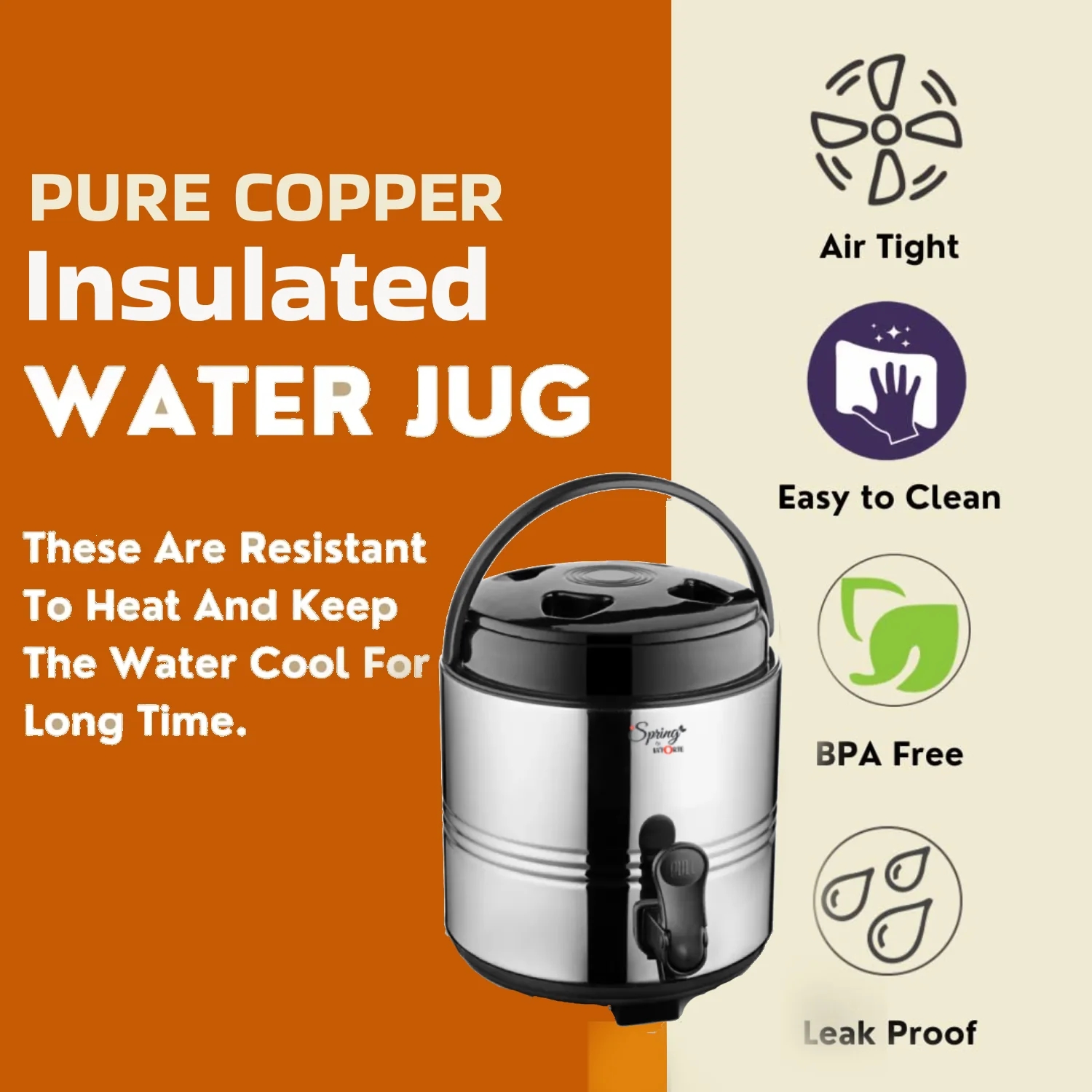 Pure Copper Double Wall Insulated Water Dispenser (Hot and Cold)