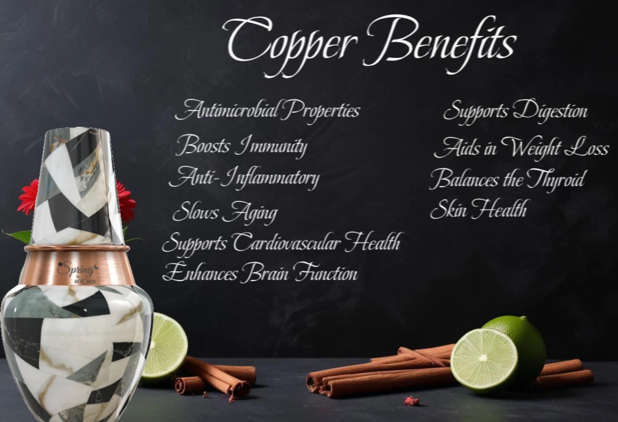 LA'FORTE Copper Bottle Venus Jar 1400 ml (Marble)