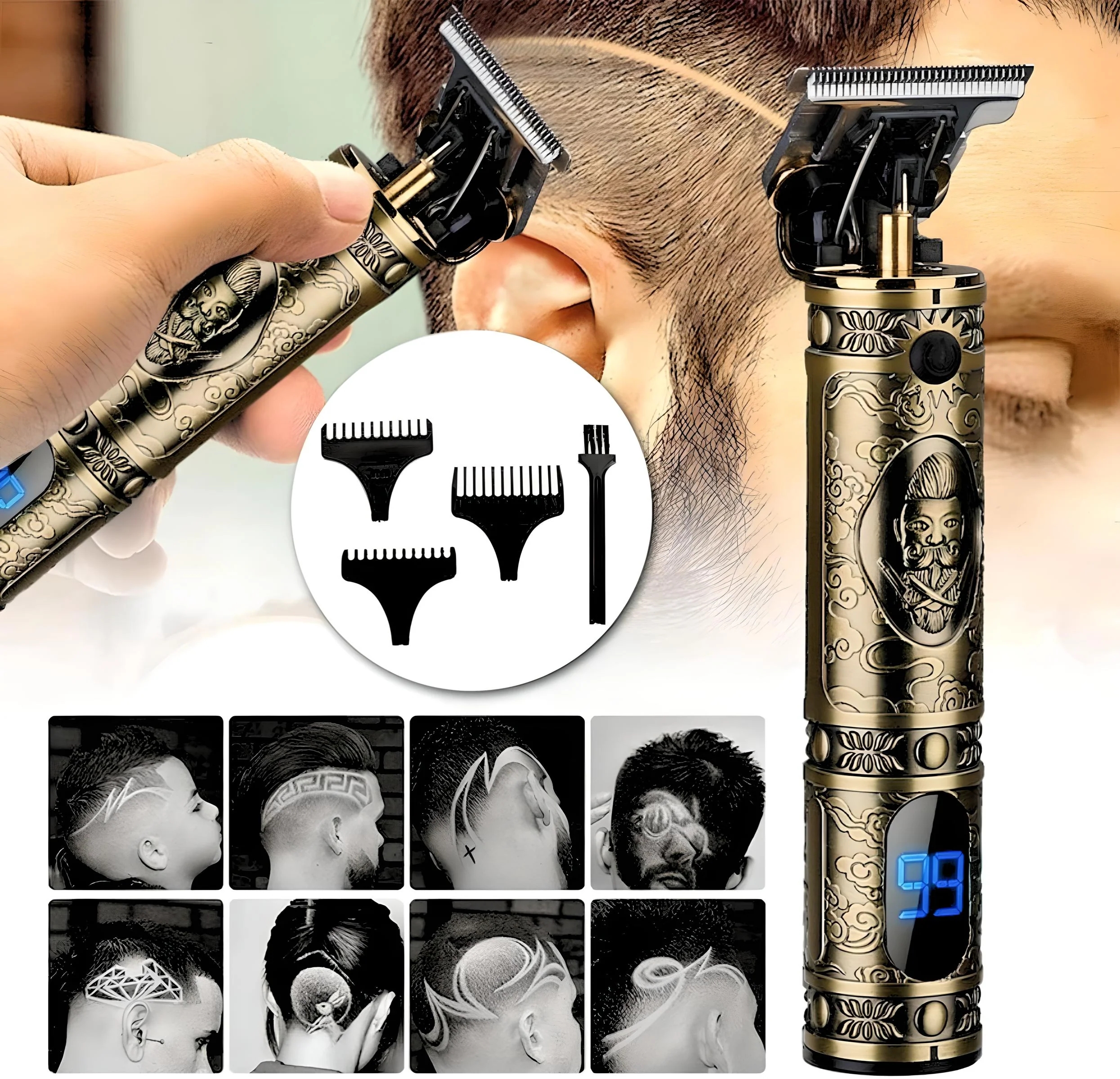 LA' FORTE Heavy Duty Rechargeable Hair Trimmer with Digital Display , Pack of 2