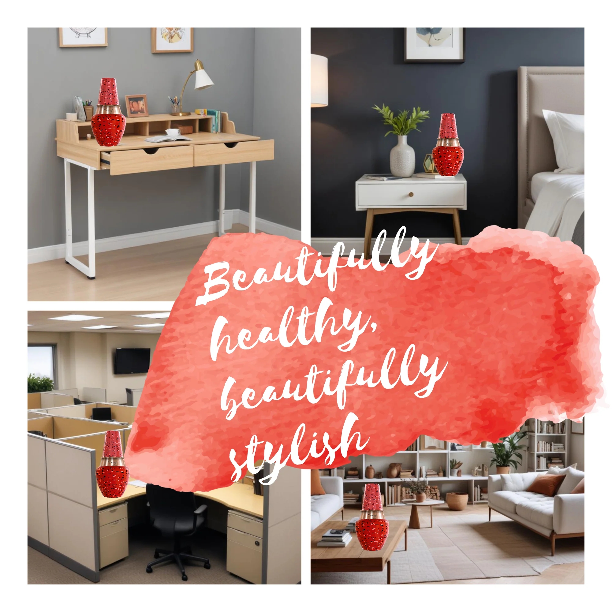 LA'FORTE Copper Bottle Venus Jar 1400 ml (Ruby Red)