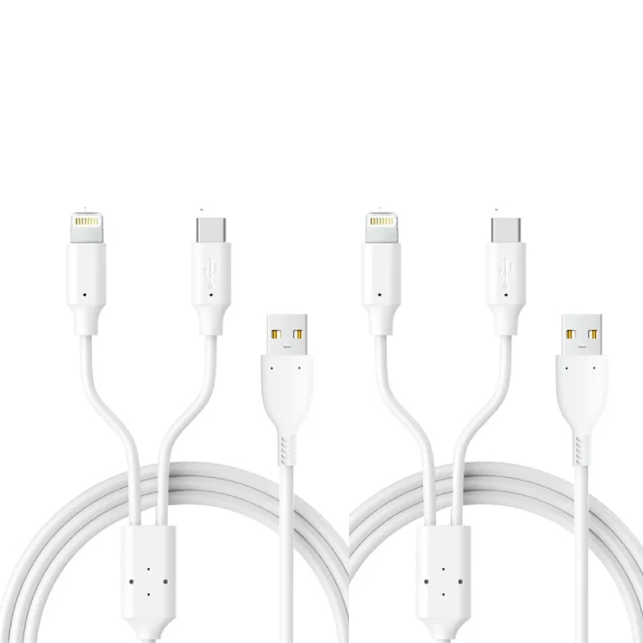 LA' FORTE 2 in 1 PVC Soft and Superior 1.3 m- (Compatible with Type C and Iphone ) White