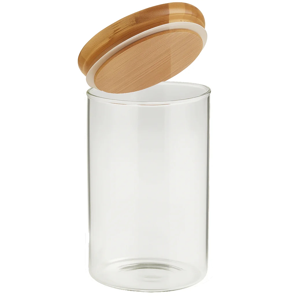 LA' VITE 3-Piece Multipurpose Borosilicate Glass Jar Set with Bamboo Lid | 320ml Airtight Storage Containers for Kitchen, Pantry & Beverage Use