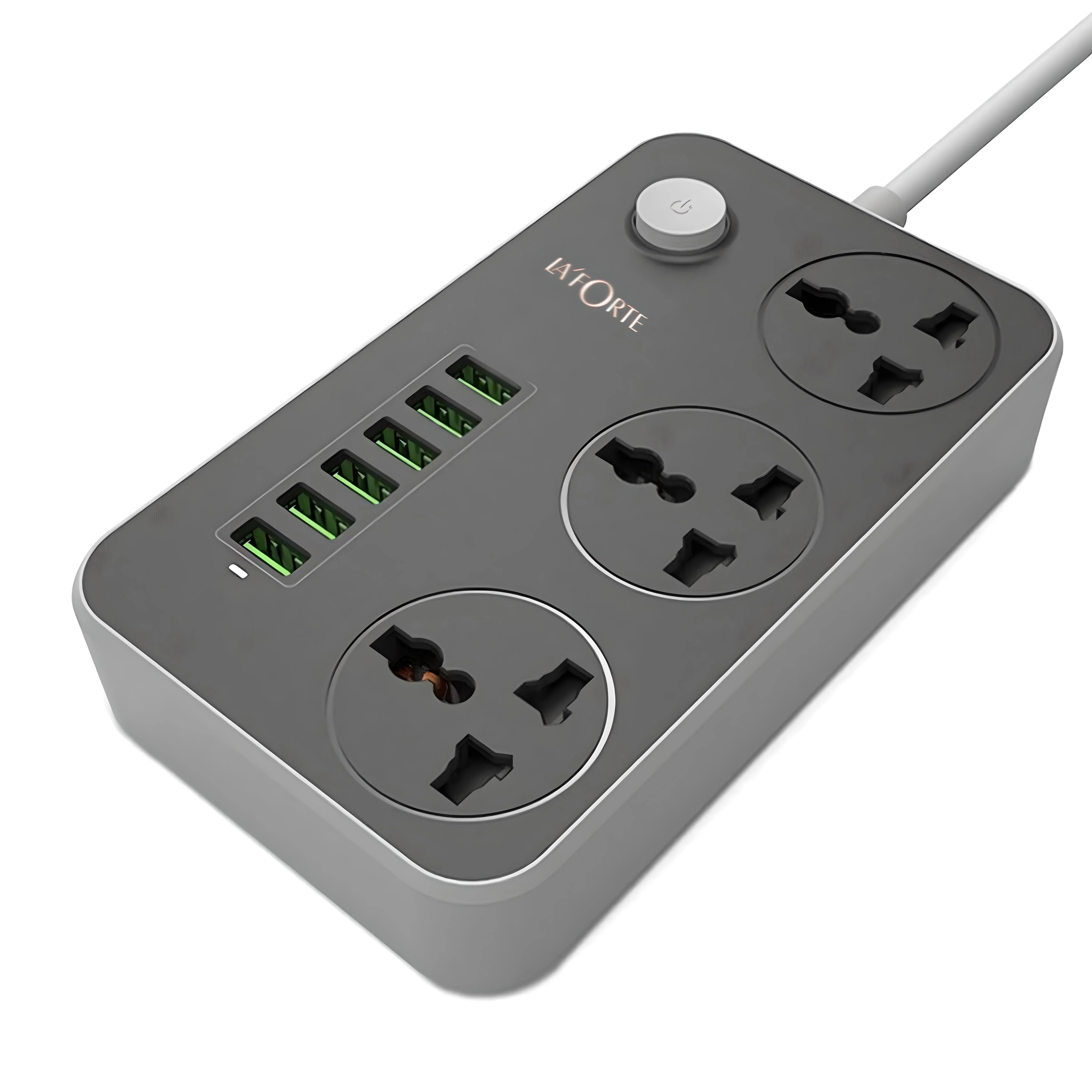 LA' FORTE Extension Board with 6 USB and 3 AC Outlets Power strip (1.65 mtr Long Wire)